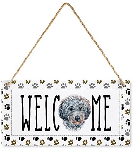 Wooden Sign Welcome Dog Rustic Wooden Home Wall Sign Dog Lover Gift Porch Sign Shop Store Salon Personalized Door Sign 5x10 Inch