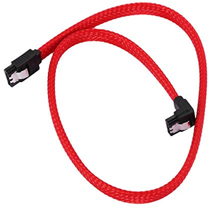 AMIUHOUN 50 cm Sata 3.0 III Sata3 dati 7 Cavi Ssd 6 Gb/S ad angolo retto dati in nylon HDD (rosso)