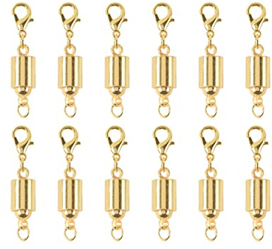 KONMAY 10 Sets Golden Screw-in Magnetic Necklace Clasps, Safety Magnetic Converter Clasps for Jewelry Making