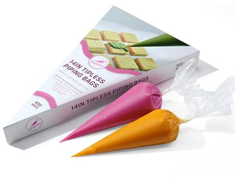 Keenpioneer Einweg Spritzbeutel, Einwegspritzbeutel 400 Stück 35,56cm Disposable Piping Bags zum Dekorieren von Backen Torten Keksen Kuchen