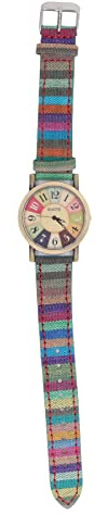 Alomejor Damenuhr Armbanduhr Böhmisch mit Regenbogenmuster Messinggehäuse PU-Lederband, Blaues Armband für Damen Geburtstagsgeschenk Modeaccessoire