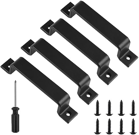 DBREAKS 4 Stück Schiebetür Griff, Griffe schwarz, Schiebetürgriff, Scheunentor Griff, massiver stahl-türgriff, Robuste Vintage Gusseisen Türgriff, Türgriffe Für Schiebetüren, Schränke
