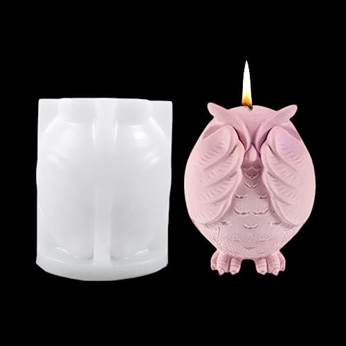 DeryArcle kerzen Gießformen, Eule bedeckt die Augen Harzform, Tier Silikonform Epoxidharz 3D silicone candle mold für DIY Kerze Seifenherstellung Basteln Heimdekorationen (Form C)