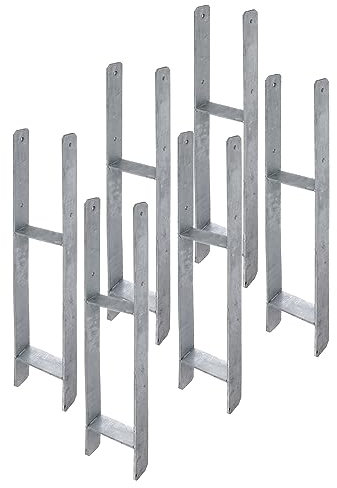 6 x siwitec H-Pfostenträger 600 x 121 mm, Materialstärke 6 mm, feuerverzinkt, Pfostenanker zum Einbetonieren mit CE-Kennzeichnung, Pfostenträger zum Einbetonieren, Pfostenschuh, Pfostenhalter