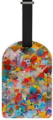 Gepäckanhänger Tasche mit Sichtschutz für Reisekoffer, 1 Packung digitales Kunstmuster PU-Leder Gepäckanhänger Namensschild Identifikatoren 7 x 11,4 cm