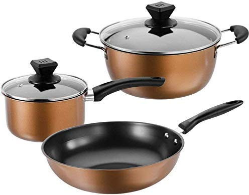 Sartén Wok Olla de Acero Inoxidable Juego de 3 Combinaciones de Cocina Wok Sopa Leche Olla Cocina Estufa de Gas Universal para cocinar freír (Color: Color de la Foto Tamaño: Tamaño