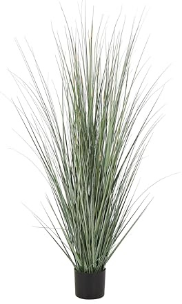 Deco 79 Faux Foliage Onion Grass Artificial Plant Tall with Black Plastic Pot, 26 x 26 x 61, Green