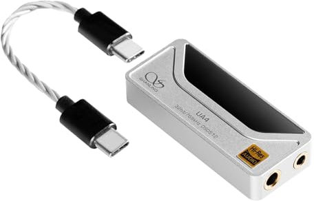 SHANLING UA4 Headphone Amplifier, Portable USB DAC AMP, Support MQA 16X, 768kHz DSD512, High Driving Power for Android/iOS/Mac/Windows, Dongle Volume Control, 3.5/4.4mm up to 237mW@32Ω Output (Silver)