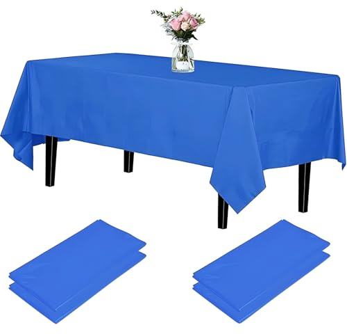 Newthinking Einwegtischdecken, 4 Stück, 137x274 cm, Dunkelblau | Plastik Tischdecken, wasser- und ölabweisend, reißfest. Ideal für Party, Hochzeit, Grillen. Kein Abwischen nötig