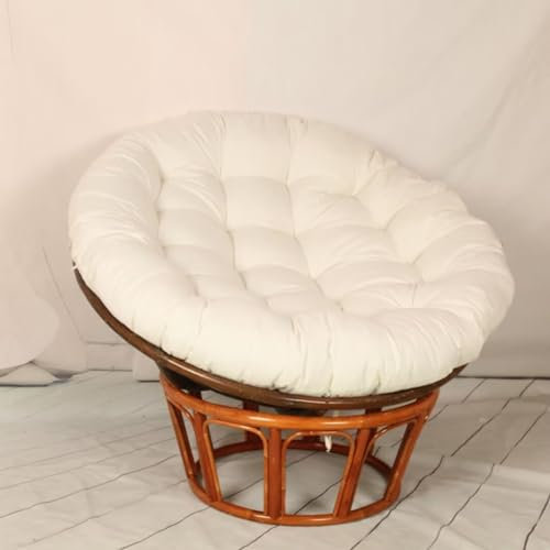 ZOKT Papasansessel Kissen Sitzauflage, Rundes Stuhlkissen Wasserdicht, Papasan Sitzkissen, Polster Sitzpolster für Schwenksessel, Hängesessel für Garten Gartenmöbel Stuhlauflage, Weiß, 120 x 120 cm