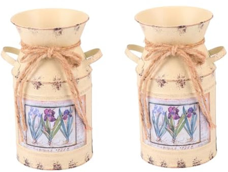 MAGICLULU 2pcs Flower Arrangement Kettle Iron Planter Vintage Barrel Planter for Home Decor