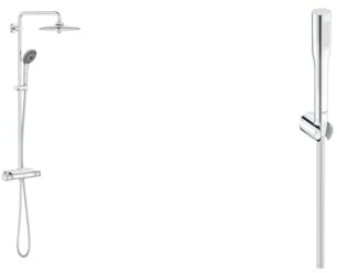 GROHE Vitalio Joy 260 - Duschsystem mit Thermostatbatterie & Vitalio Get - Handbrause (wassersparend, 1 Strahlart, mit Wandbrausehalter, Antikalk-System), chrom, 27459000