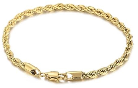 5,7mm Twisted Rope Bracelet Hip Hop Jewelry 316L Stainless Steel For Men and Women's Thick Chain Gold/Silver