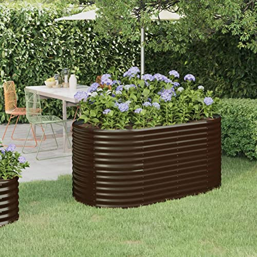 Iiaky Jardinera arriate Acero Recubrimiento Polvo marrón 152x80x68 cm Jardinera Alta Macetas Exterior Grandes