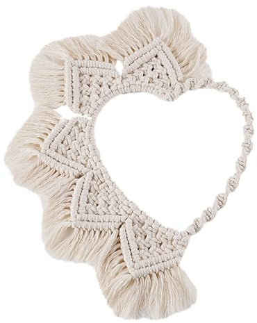 Homxi Wandbehang Makramee 20x50CM,Wandbehang Wohnzimmer Gewebt Herz Wandteppich Gewebt Beige