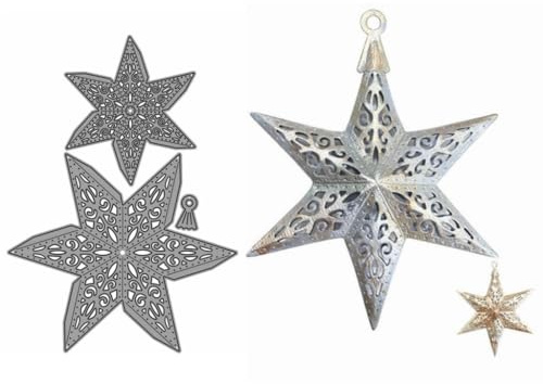 Sredwtk 2set Weihnachten 3D Sterne Stanzschablonen Weihnachten Sterne Metall Prägeschablonen Stanzformen Schneiden für DIY Karte Sammelalbum Scrapbooking Fotoalbum Deko Cutting Dies