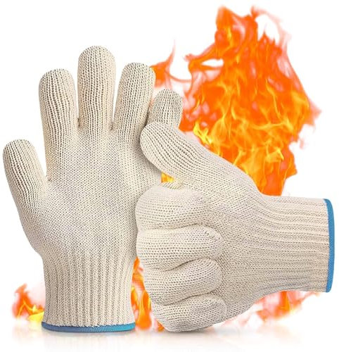 2 Pcs Oven Gloves Heat,Baking Gloves Grill Gloves with Fingers,Resistant Hot Surface Handler Oven Mitts,Heat Resistant OvenGloves,Non-Slip&Reusable Kitchen OvenGloves for Cooking,Baking,Grilling