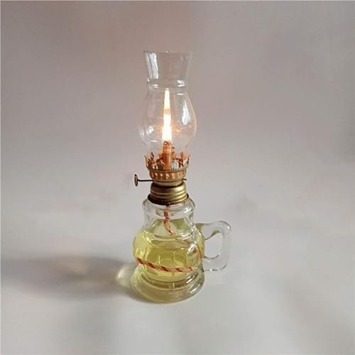 YTBHSHXZ Öllampen for Innen Öllampe Butterlampe Sturmlampe Sturmlaterne Glas auswechselbarer Kamin Dekobeleuchtung mit Dochten(Clear)