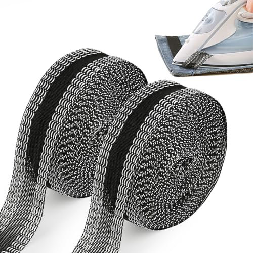 Xishoyen 2 Stück Saumband zum Aufbügeln, 10M×2.5CM Selbstklebend, Hose Kürzen Ohne Nähen, Bügelband für Vorhänge, Kleidung, Stoffe - Waschfest