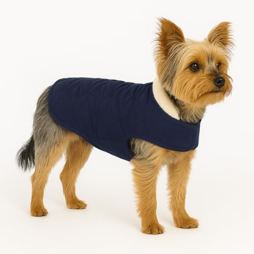 Flamingo Hundemantel Winter – Koda Dunkelblau – 30cm – warm & modisch – Polyester – wasserabweisend – Fleece-Innenfutter – Klettverschluss – Geschirröffnung – hoher Kragen