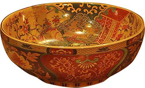 Lavandino da bagno di lusso, lavabo da appoggio in ceramica colorata vintage, elegante design artistico per hotel e vanità, elegante lavabo da giardino (B)