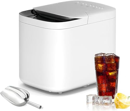 SAIYERUS Machine à Glaçons de Comptoir, Autonettoyante avec Rappel de Glaçons Pleins ou Manquants, Stérilisation UV et Contrôle Wi-FI, 15kg/24H, pour La Maison, Le Bar, Le Bureau ou Les Camping-Cars
