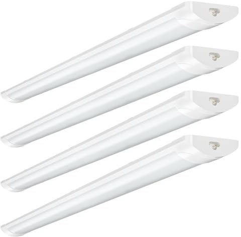 Litglobe LED Feuchtraumleuchte 115cm 4 Stück,40W Verknüpfbare Feuchtraumlampe,6500K Kaltlweiß LED Leuchtstoffröhre,4000LM Wannenleuchte Werkstattlampe,Wasserdicht Kellerleuchte für Küche Büro Garage