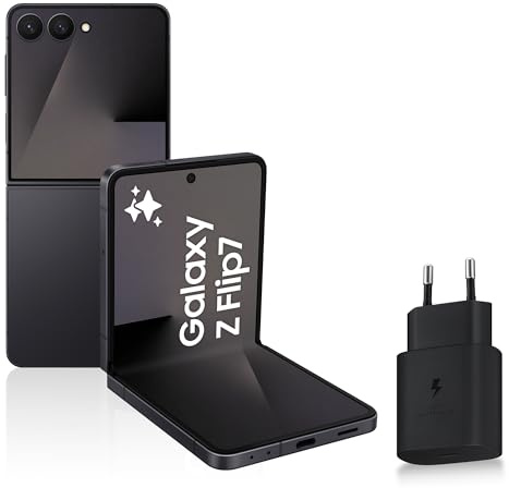 Samsung Galaxy Z Flip7, Smartphone Android 5G avec Galaxy AI, 512 Go, Chargeur Secteur Rapide 25W Inclus, Smartphone déverrouillé, Noir Absolu, Version FR