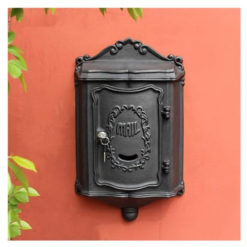 Boîte aux lettres en fonte, style européen vintage, fixation murale pour extérieur, durable et sécurisée
