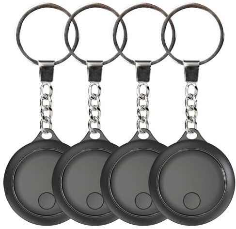 BT Trova oggetti funziona con Find My 4 Pack Battery Operated Locator Catena Supporto Messaggio Push and Sound per chiavi, portafogli, bagagli, borse per animali domestici Più Telefono in tutto il