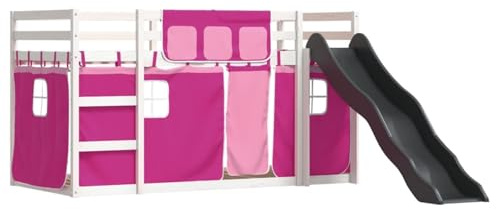 Gecheer White Wooden Bunk Bed with Slide & Guardrails, Pine Wood, Suitable for Kids 6+ Model3284112