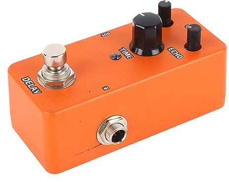VGEBY Mini Amplificateur de Modulation à Bloc Unique, Pédale D'effets de Guitare électrique de Simulation avec Commandes Puissantes pour des Réglages Précis, Matériau Métallique (Délai orange)