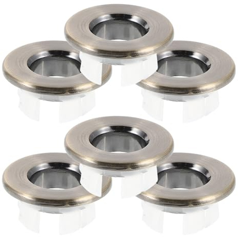 ELAYARD 6 Pezzi Copertura Troppopieno per Lavabo in Abs e Rame, Tappi per Scarico da 23-25mm, Facile Installazione, Adatti per Lavandino da Cucina e Bagno