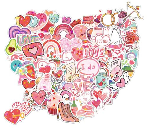 100Pcs Pink Funny Stickers, Waterproof Vinyl Cartoon Stickers