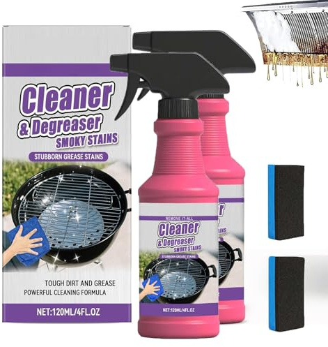 Fast-Acting Heavy-Duty Grill Degreaser Spray, grillrengörare, universalrengöring Spray köksrengöring rengöringsmedel, ugnsrengöring rengöringsmedel, fläckborttagning och avfettning (A, 2 st)