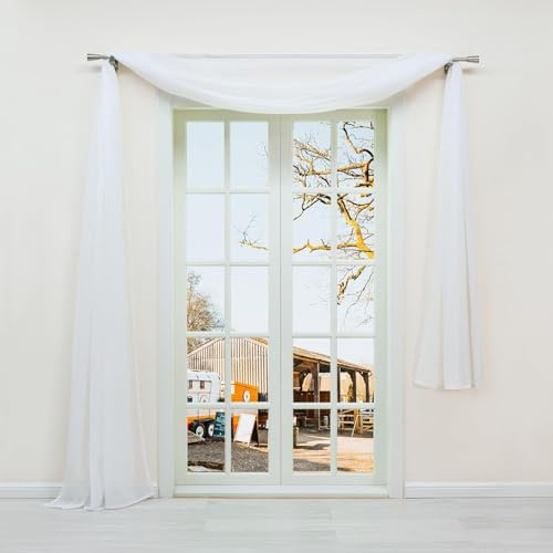 Yujiao Mao Uni Farbe Voile Freihandbogen Schals Querbehang Deko Gardinen Weiß BxL 140X600cm