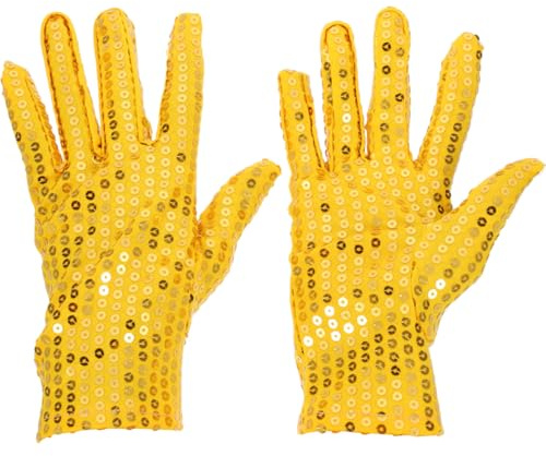 LUOEM Paillettenhandschuhe, Goldene Pailletten-Tanzhandschuhe, Jazztanz-KostüMzubehöR, Halloween-Karnevalsparty-ZubehöR