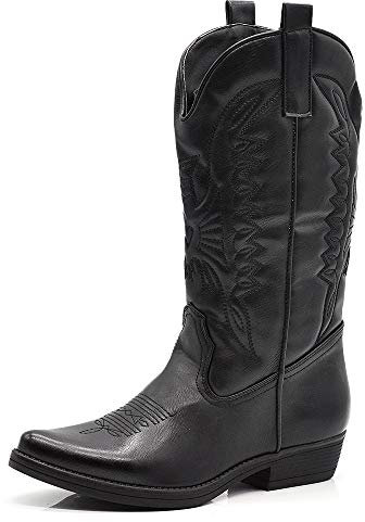 IF Fashion Cowboy Western Scarpe da Donna Stivali Stivaletti Punta Quadrata Camperos Texani Etnici C19004-4 nero N.38