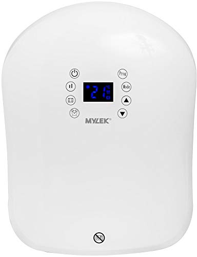 MYLEK Electric Fan Heater - Wall Mounted Downflow Blower Suitable For Bathrooms, 6 Digital Timer Programmes, Temperature Display, Overheat Protection - Waterproof IP24, LOT 20 Ecodesign Compliant