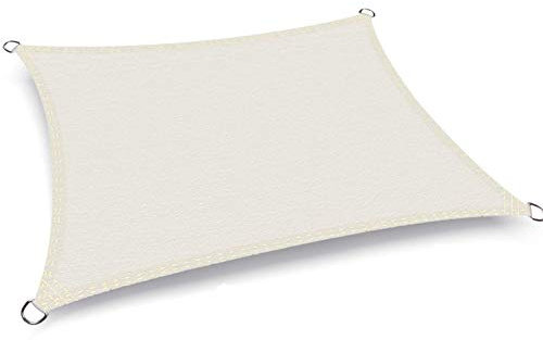 CHENG Voile d'ombrage Jardin 3.5x6.5m, Voile dombrage rectangulaire, résistant et Respirant, Tissu imperméable à l'eau en Polyester, pour Voiture,Restaurant,Jardin - Blanc Laiteux