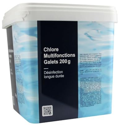 Aqualux Chlore Piscine Multifonctions - Galet 200 GR - Seau 5 kg - Désinfection - Clarification - Gamme Traitement Piscine Essentiel