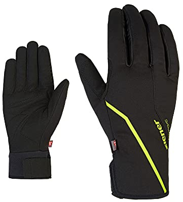 Ziener ULTIMO Guanti da sci di fondo da uomo | Primaloft Softshell antivento, nero.lime, 40