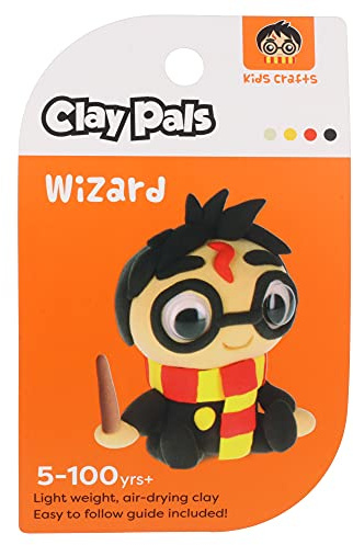 Clay Pals Boy Wizard - Easy Sculpt Fun Fast Air Drying Non Toxic Quick Dry Ultra Light Creative Clay Art and Craft Modelling Set for Kids