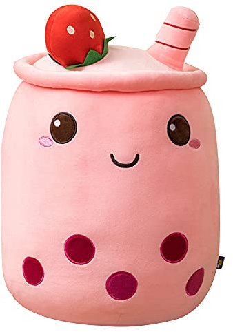 Herbests 23CM Bubble Tea Plüschtier Boba Kuscheltier,Lustiges Bubble Tea Spielzeug Weiche Stofftier Gefüllter Milchtee Softpuppe Kissen Kinderspielzeug Geschenk für Weihnachten, Geburtstag,Rosa