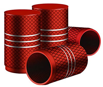 KINBOM 4pcs 1,7x1cm Capuchon de Valve Auto en Aluminium, Robustes Capuchon de Pneu Couvercles de Tige de Valve de Vélo Joint Étanche à l'Air pour Voitures SUV Motos Camions (Rouge)