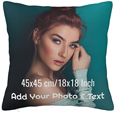 Personalised Cushion Covers Printed Photo & Text Gifts Customised Cushion Case Covers for Him Her! Print Family Kids Pet Memories, Custom Square Throw Pillowcases 45 x45cm/18x18 without Filling