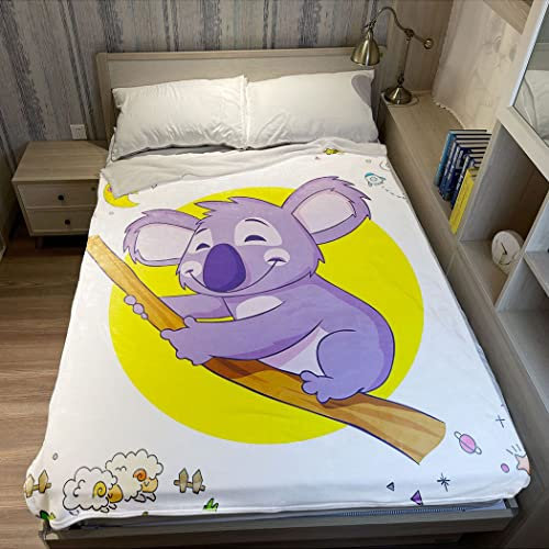Zomer Flauschige Kinder Decke Weich & Warm Mikrofaser Wohndecke,125x150cm Kuscheldecke als Sofadecke oder Tagesdecke-Süßer Cartoon Koala