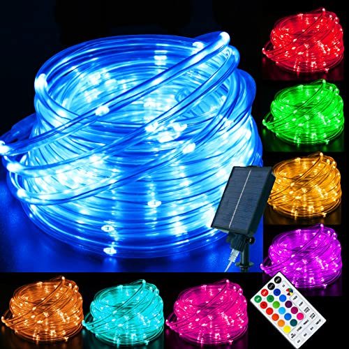 LitHome 33 FT Solar Rope Lights Outdoor Waterproof, 18 Colors Changing 100 LED Rope Lights for Outside with Remote, Solar String Light with Timer for Pool Trampoline Tree Garden Yard Christmas Decor
