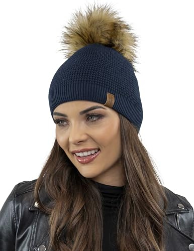 VIVISENCE Damen Bommelmütze Winter Wintermütze Warmem Garn Antistatische 7041