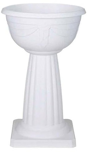 HOMION Pedestal Flower Plant Pot Planter 40cm White Jardinière Round Planter Pot Venetian Plastic Garden Bowl Free Standing